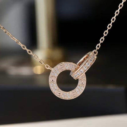 [Moco]LOVE 7,6 MM HALSKETTE ROSÉGOLD UND SILBER VOLLER DIAMANT