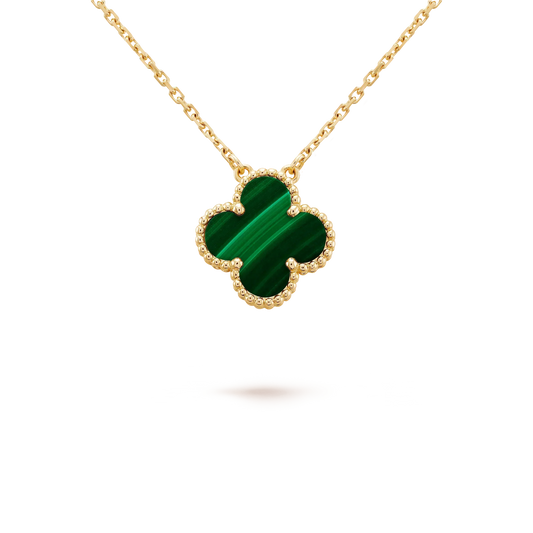 [Moco]CLOVER 15MM MALACHITE SINGLE FLOWER  NECKLACE