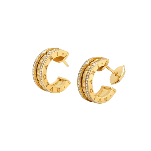 [Moco]ZERO 1 ROCK GOLD EARRINGS WITH STUDDED SPIRAL AND PAVED DIAMONDS