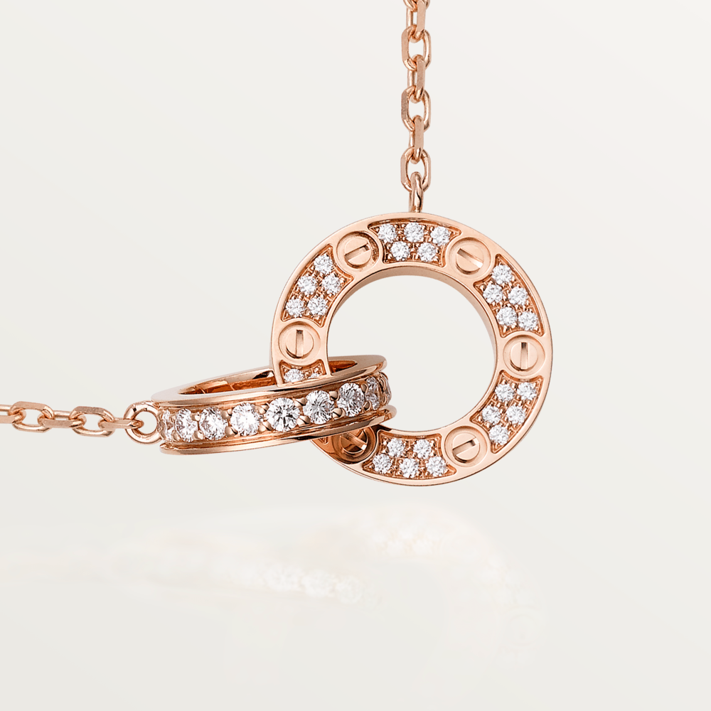 [Moco]LOVE 7,6 MM HALSKETTE ROSÉGOLD UND SILBER VOLLER DIAMANT