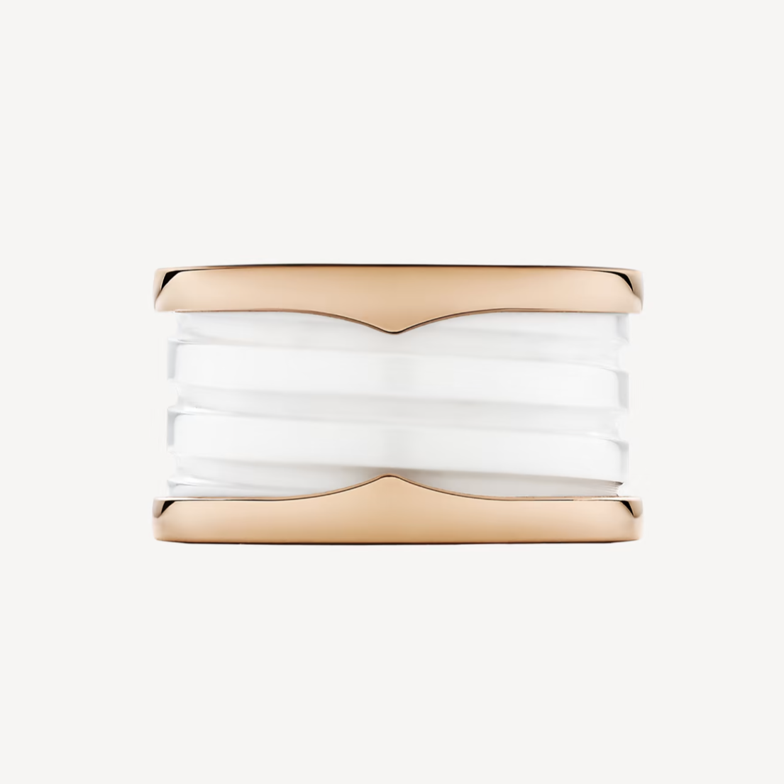 [Moco]ZERO 1 FOUR-BAND LOOPS AND WHITE CERAMIC SPIRAL PINK GOLD RING