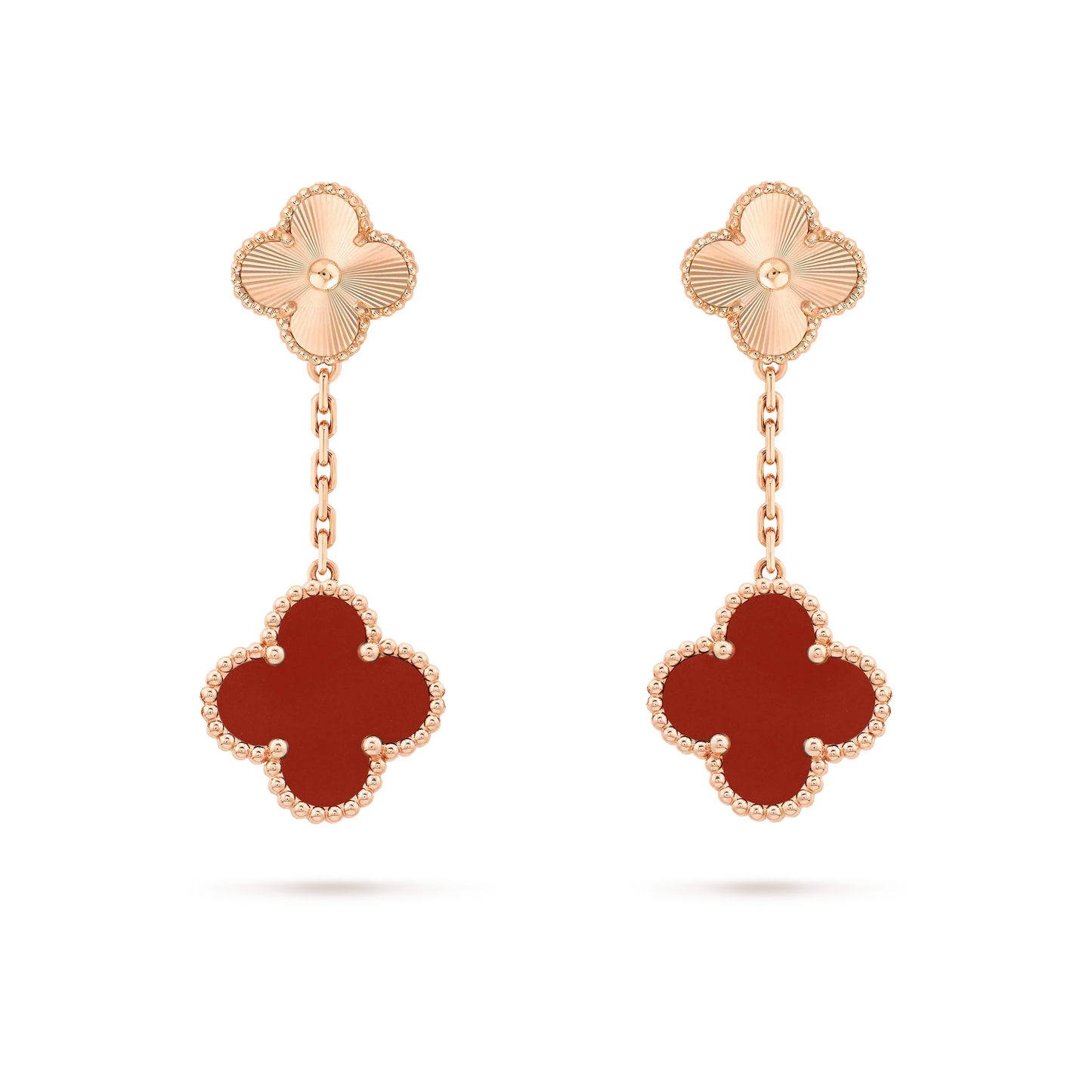 [Moco]CLOVER 2 MOTIF  LASER CARNELIAN EARRINGS