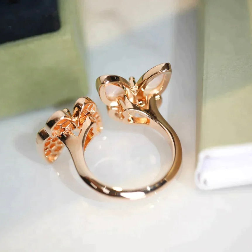 [Moco]TWIN BUTTERFLY DIAMOND MOP RING