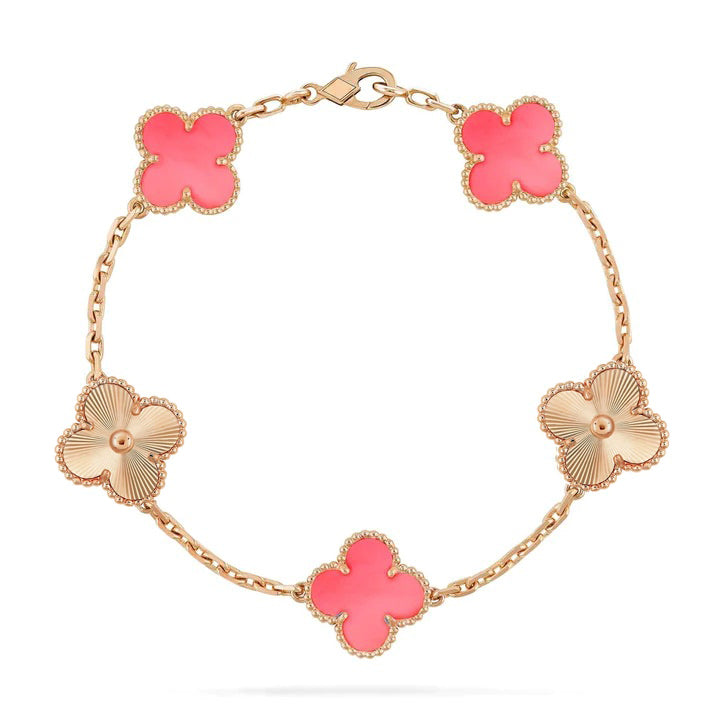 [Moco]CLOVER ARMBAND 5 MOTIV ROSA UND ROSA GOLD