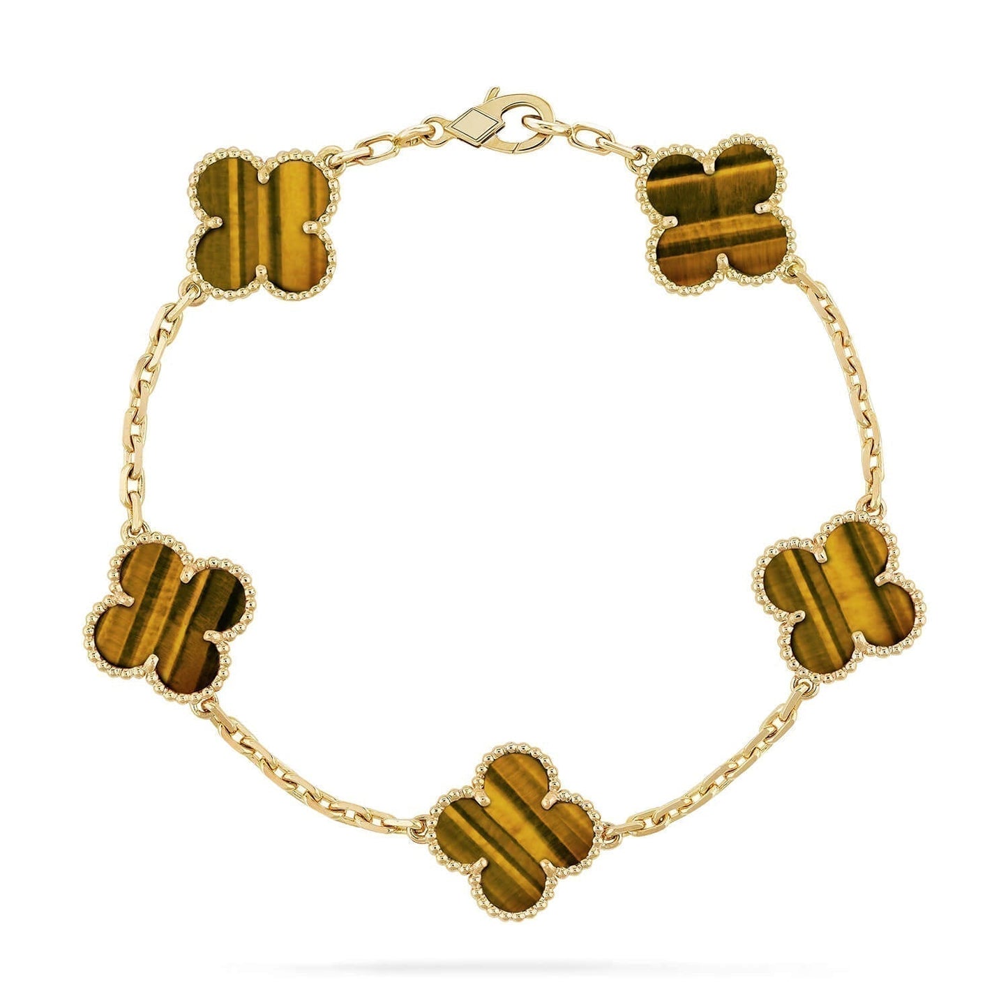 [Moco]CLOVER  5 MOTIFS TIGER EYE BRACELET