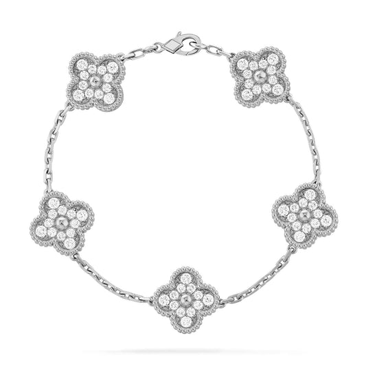 [Moco]CLOVER 5 MOTIVE DIAMANTARMBAND SILBER