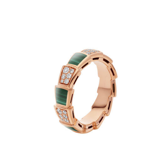 [Moco]SERPENTI RING ROTGOLD MALACHIT DIAMANT GEPAPERT 4MM