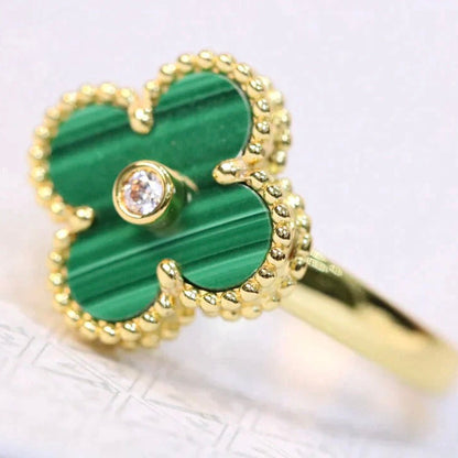 [Moco]CLOVER MALACHIT RING GOLD DIAMANT