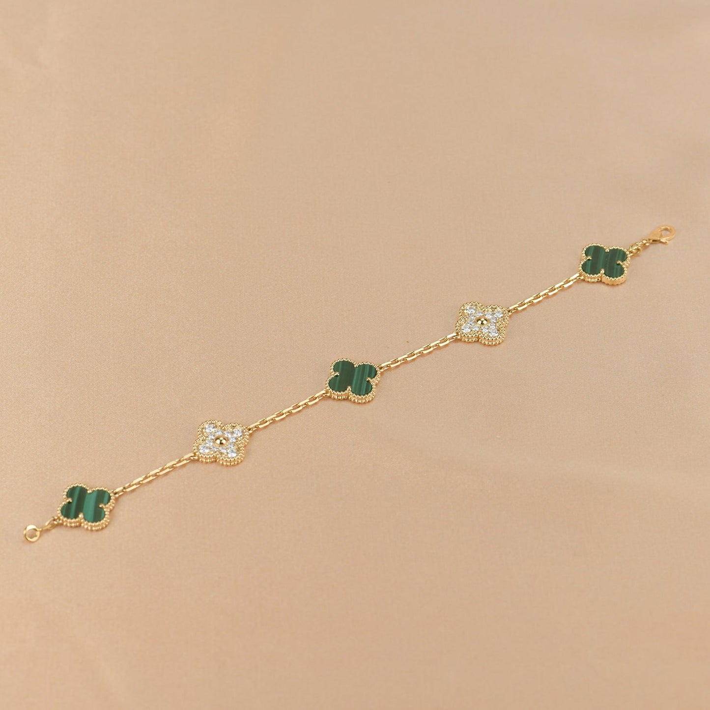 [Moco]CLOVER  5 MOTIF MALACHITE DIAMOND BRACELET