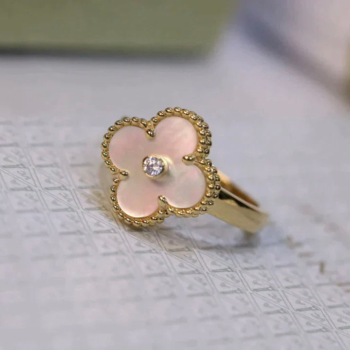 [Moco]CLOVER ROSA MOP RING GOLD DIAMANT