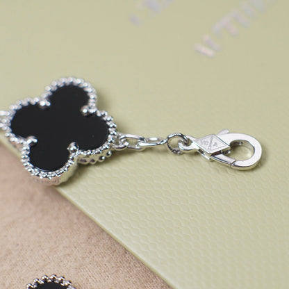 [Moco]CLOVER 5 MOTIF ONYXS  BRACELET SILVER