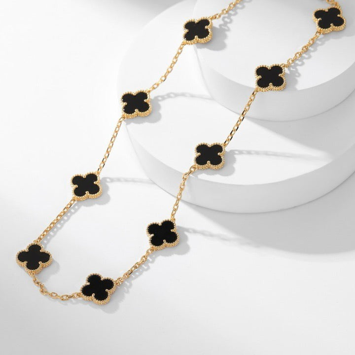 [ROYAL]CLOVERS THE 10-MOTIFS ONYX NECKLACE