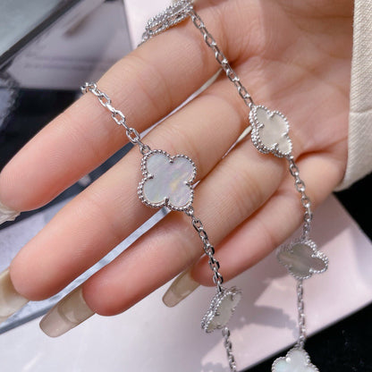 [ROYAL]CLOVERS THE 10-MOTIFS WHITE MOTHER OF PEARL NECKLACE