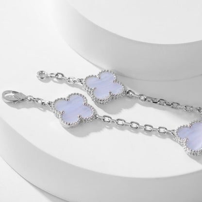 [ROYAL]CLOVERS THE  10-MOTIFS PURPLE CHALCEDONY NECKLACE