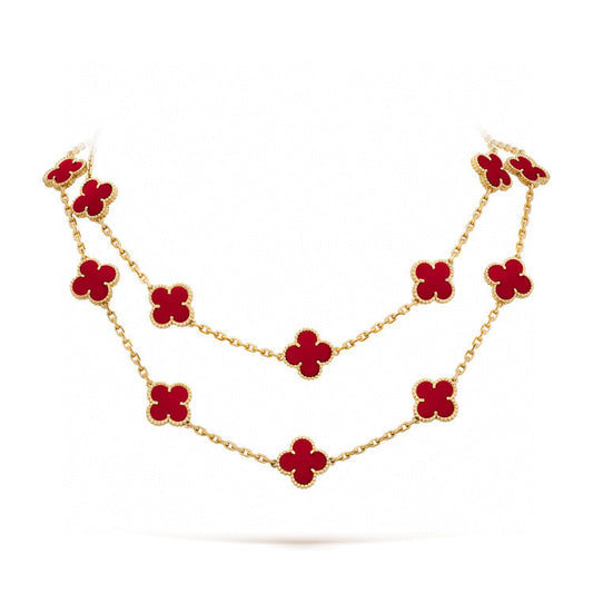 [Moco]CLOVER 20 MOTIFS CARNELIAN NECKLACE