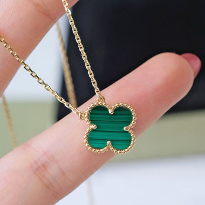 [Moco]CLOVER 15MM MALACHITE SINGLE FLOWER  NECKLACE