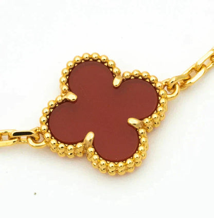 [Moco]CLOVER 5 MOTIFS CARNELIAN DIAMOND BRACELET