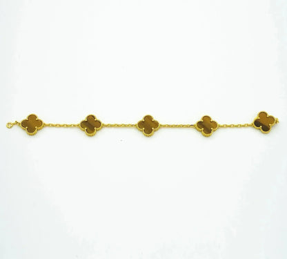 [Moco]CLOVER  5 MOTIFS TIGER EYE BRACELET