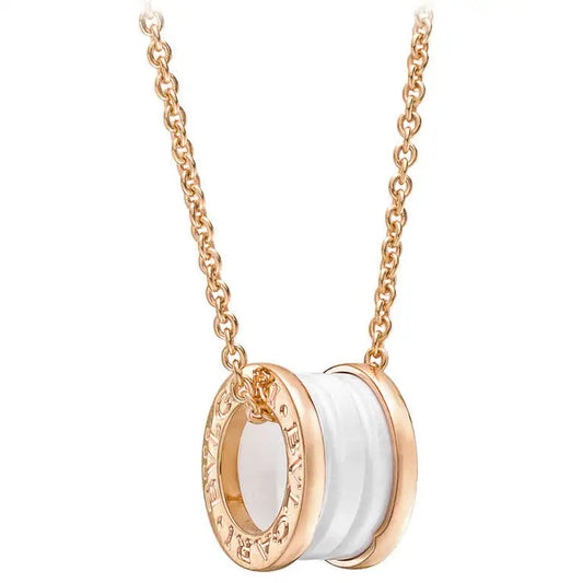 [Moco]ZERO 1 WHITE CERAMIC PINK GOLD DIAMOND NECKLACE