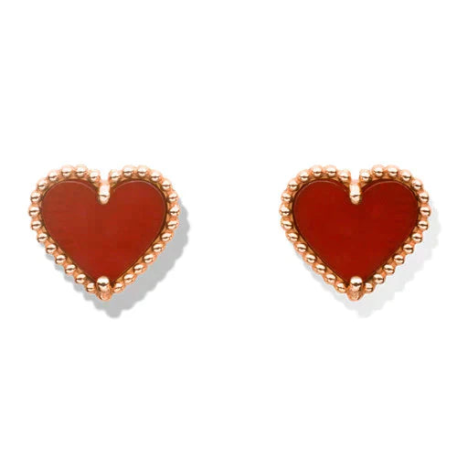 [Moco]HEART CARNELIAN STUD EARRINGS