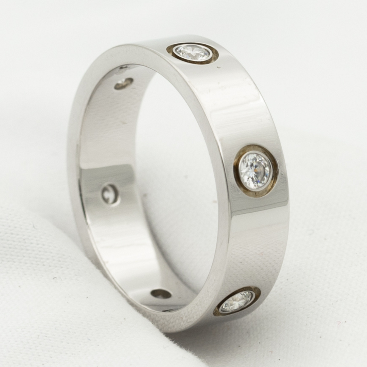 [Moco]Liebesring 5,5 mm 6 Diamanten Silber