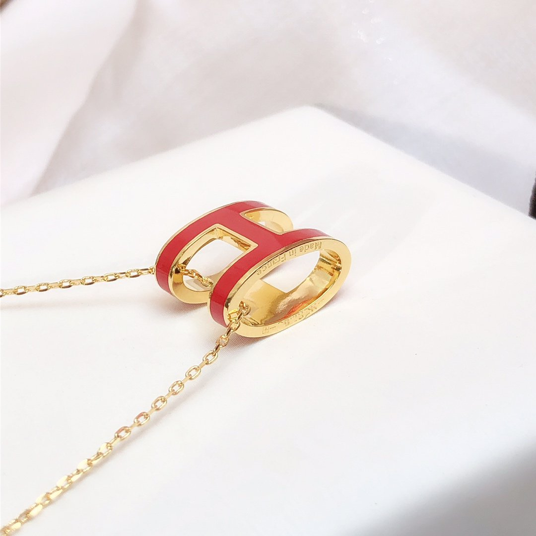 [Moco]HM CLIC RED ENAMEL GOLD NECKLACE