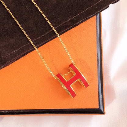 [Moco]HM CLIC RED ENAMEL GOLD NECKLACE