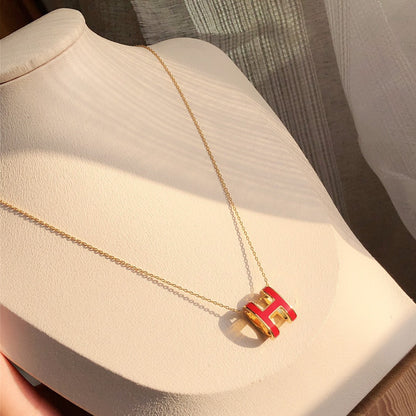 [Moco]HM CLIC RED ENAMEL GOLD NECKLACE