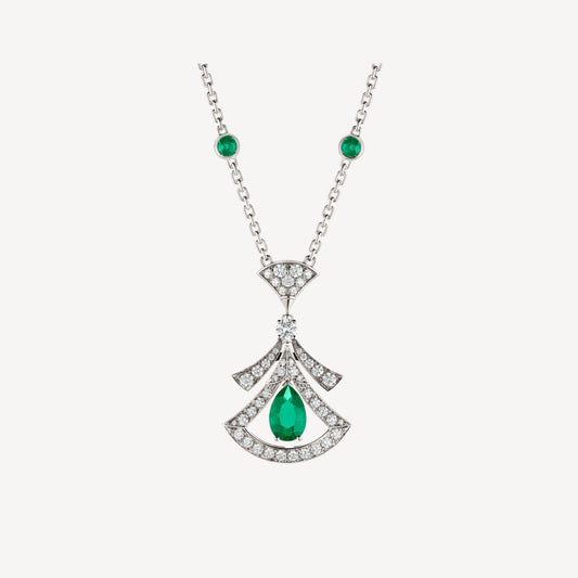 [Moco]DREAM NECKLACE MALACHITE DIAMOND SILVER