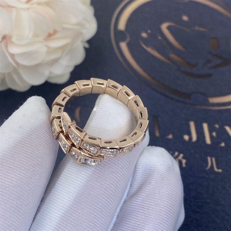 [Moco]SERPENTI RING PINK GOLD DIAMOND PAVED 4MM