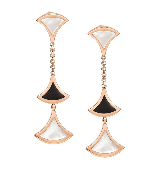 [Moco]DREAM EARRINGS 3 MOTIFS ONYX MOP PINK GOLD