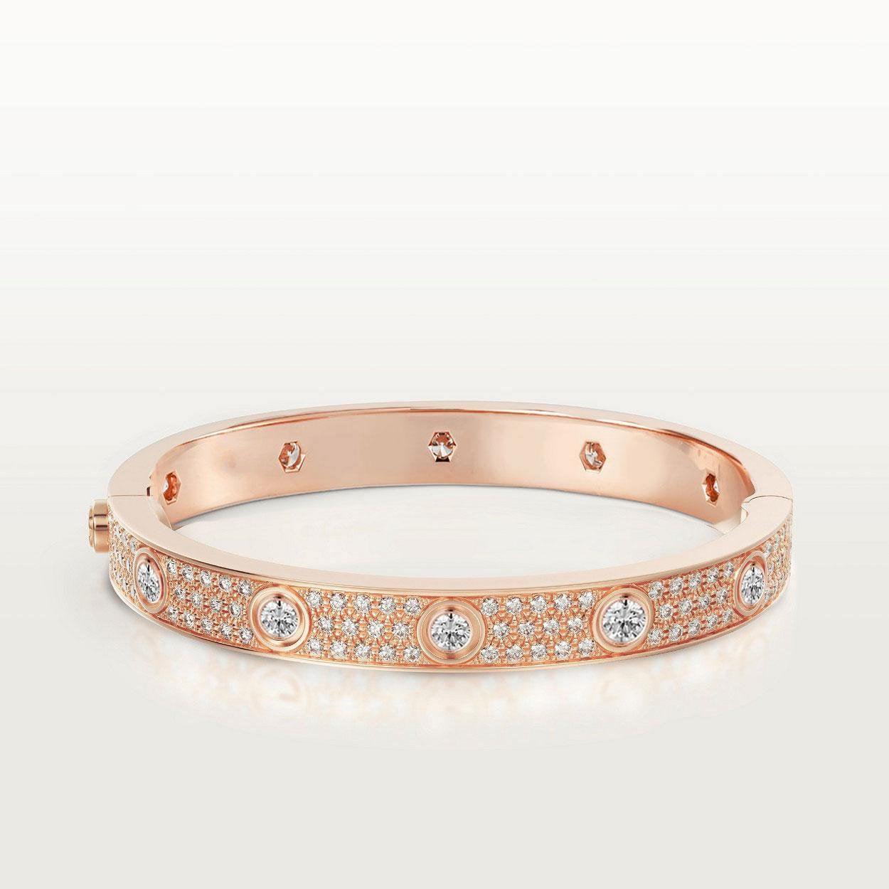 [Moco] LIEBE ARMBAND 6,1 MM DIAMANTEN-PAVIERT 10 GROSSE DIAMANTEN