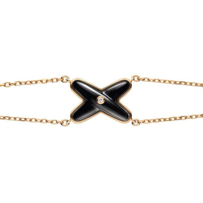 [Moco]JEUX ARMBAND ONYX ROSGOLD 1 DIAMANT