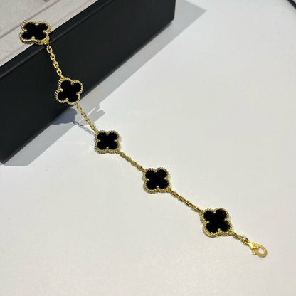 [Moco]CLOVER  5 MOTIFS BLACK ONYX BRACELET