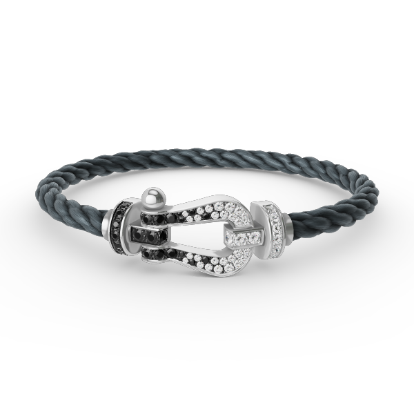 [Moco]FORCE LARGE HORSESHOE BLACK WHITE DIAMOND BRACELET SILVER