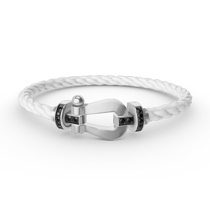 [Moco]FORCE LARGE HORSESHOE BLACK DIAMOND BRACELET SILVER