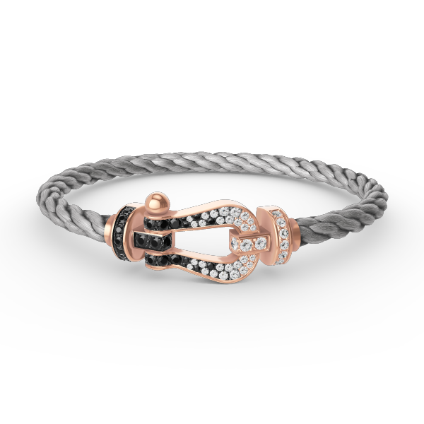 [Moco]FORCE GROSSES HUFEISENARMBAND IN SCHWARZ UND WEISS MIT DIAMANTEN IN ROSÉGOLD