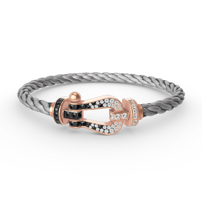 [Moco]FORCE GROSSES HUFEISENARMBAND IN SCHWARZ UND WEISS MIT DIAMANTEN IN ROSÉGOLD