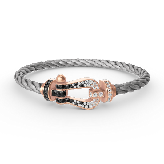 [Moco]FORCE GROSSES HUFEISENARMBAND IN SCHWARZ UND WEISS MIT DIAMANTEN IN ROSÉGOLD