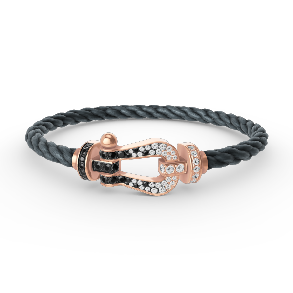 [Moco]FORCE GROSSES HUFEISENARMBAND IN SCHWARZ UND WEISS MIT DIAMANTEN IN ROSÉGOLD