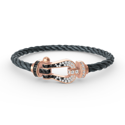 [Moco]FORCE GROSSES HUFEISENARMBAND IN SCHWARZ UND WEISS MIT DIAMANTEN IN ROSÉGOLD