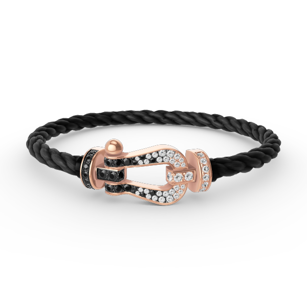 [Moco]FORCE GROSSES HUFEISENARMBAND IN SCHWARZ UND WEISS MIT DIAMANTEN IN ROSÉGOLD