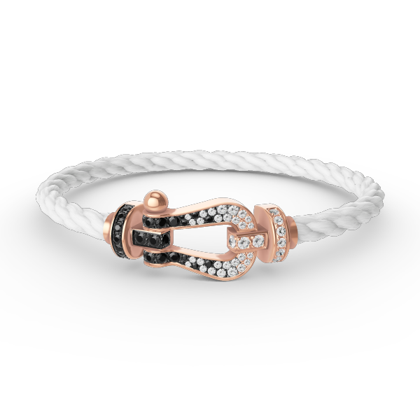 [Moco]FORCE GROSSES HUFEISENARMBAND IN SCHWARZ UND WEISS MIT DIAMANTEN IN ROSÉGOLD