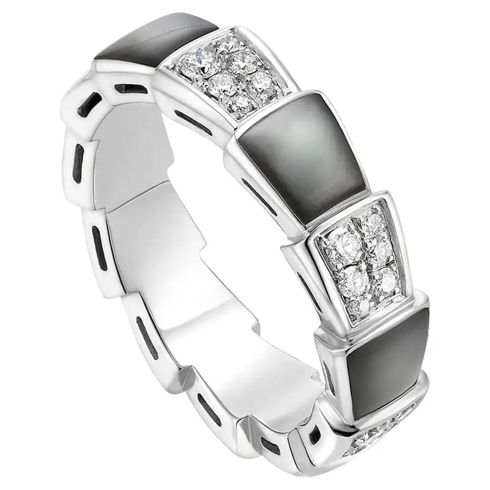 [Moco]SERPENTI RING SILBER DIAMANT SCHWARZ MOP 4MM