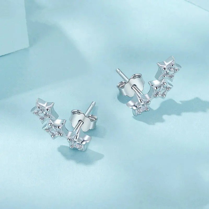 Silver Tiny Star Earrings Studs for Women Teen Girls