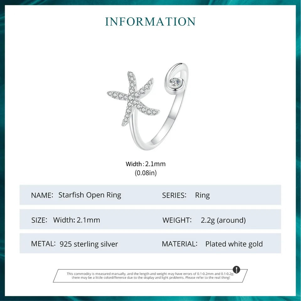 Schlichter verstellbarer Ring mit Seestern