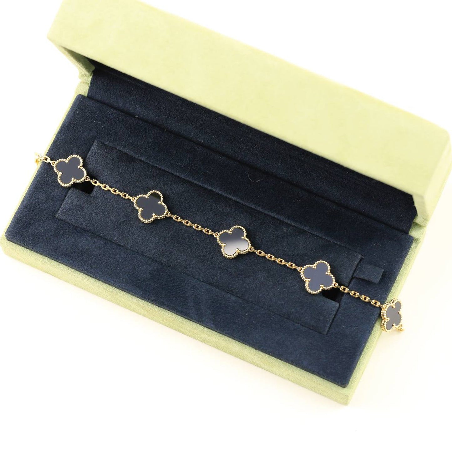 [Moco]CLOVER  5 MOTIFS BLACK ONYX BRACELET