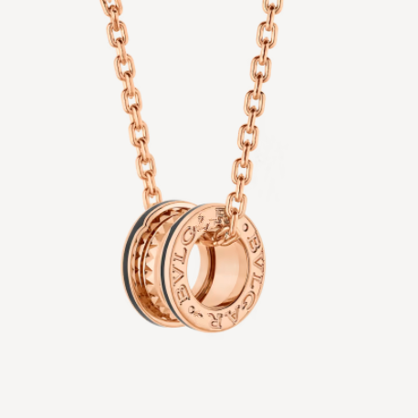 [Moco]ZERO 1 ROCK PEDANT PINK GOLD BLACK NECKLACE