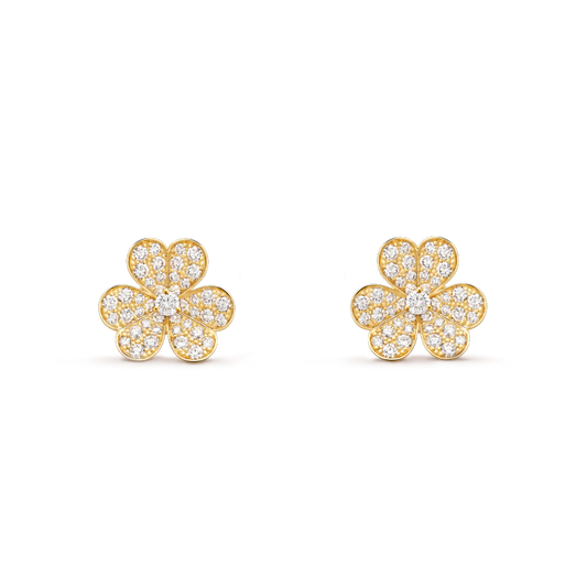 [Moco]FRIVOLE GOLDENE BLUMEN-DIAMANT-OHRRINGE 