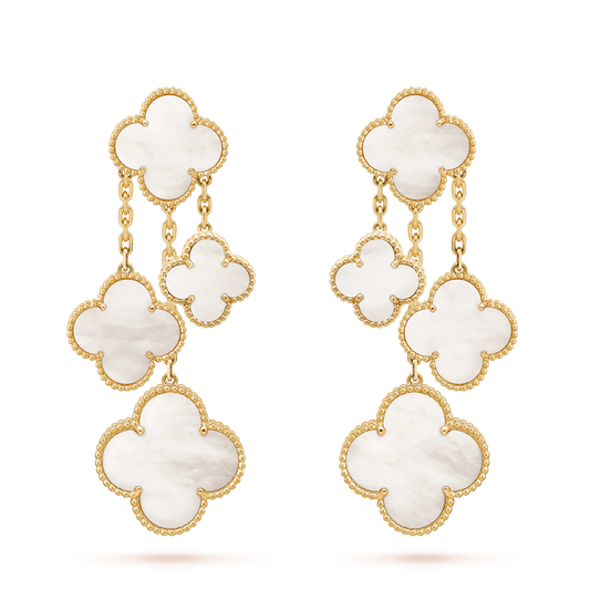 [Moco]CLOVER EARRINGS WHITE MOP 4 MOTIFS GOLD